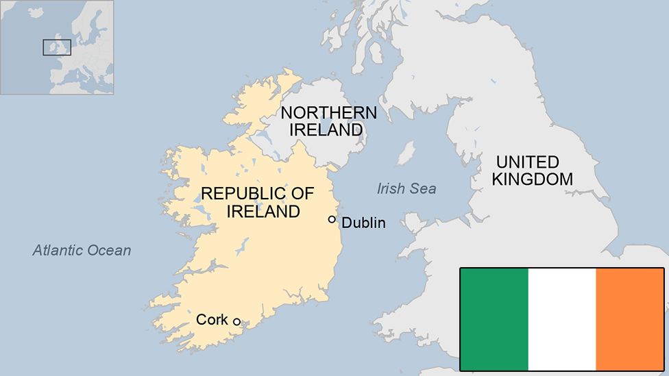 vị trí của ireland trên bản đồ